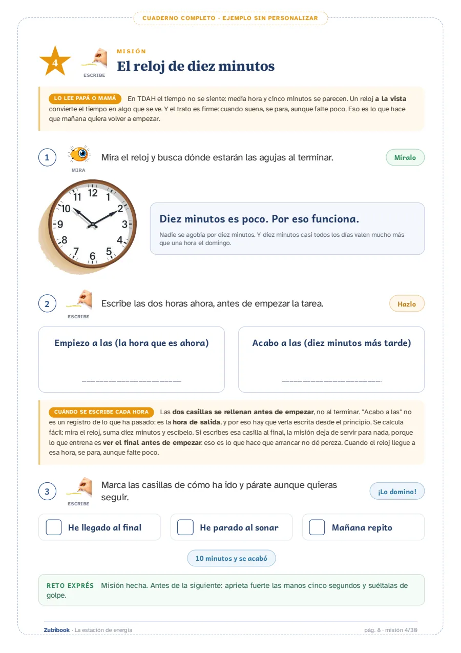 TDAH · 9 a 11 años: El reloj de diez minutos